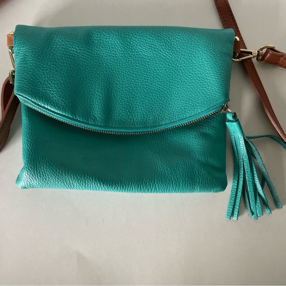 Valentina Teal Crossbody Bag with Tassel Charm teal